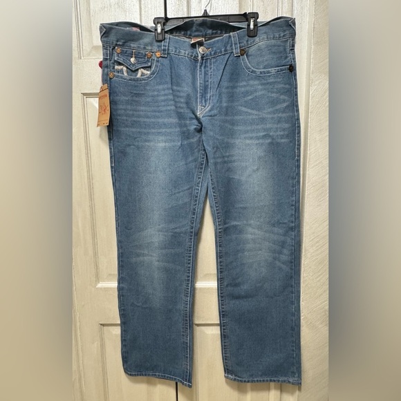 True Reli Men’s 42 Boot Cut Blue Denim Jeans 33”Ins - Picture 1 of 14